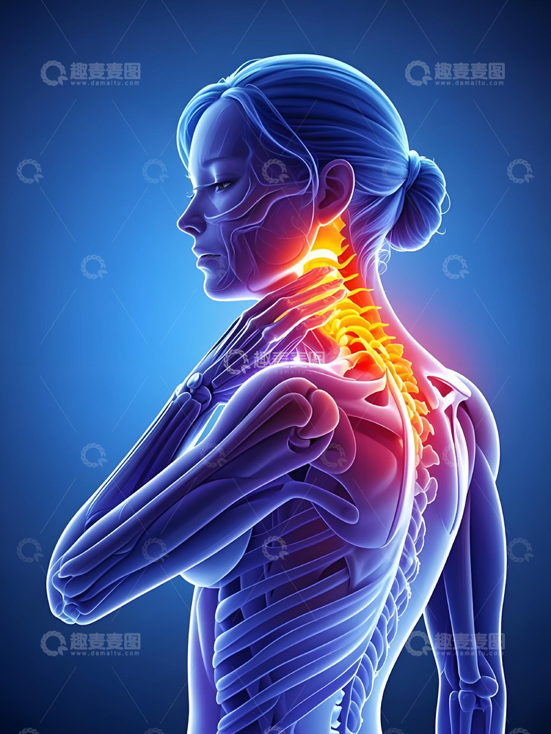 高清大图下载【趣麦麦图】女性颈椎疼痛展示医学摄影2