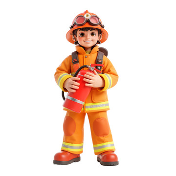 3D卡通消防员素材2