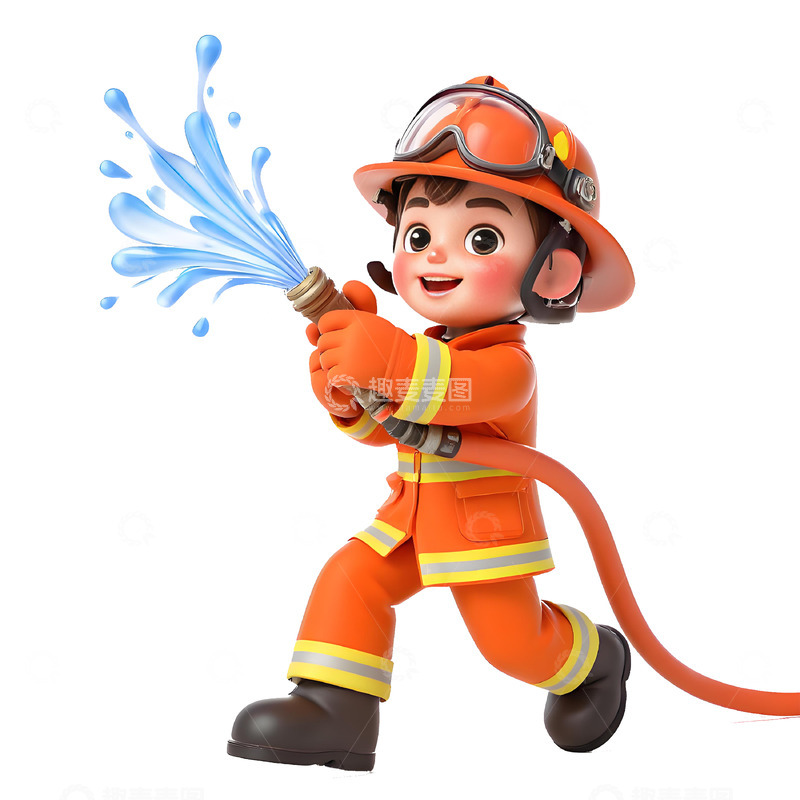 高清大图下载【趣麦麦图】3D卡通消防员素材1