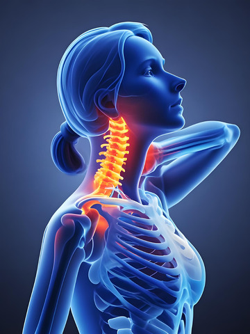 女性颈椎疼痛展示医学摄影