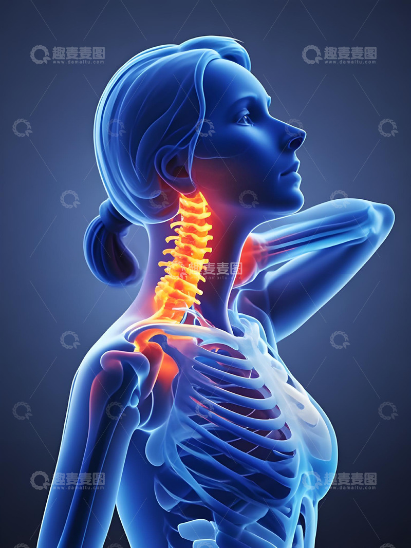 高清大图下载【趣麦麦图】女性颈椎疼痛展示医学摄影