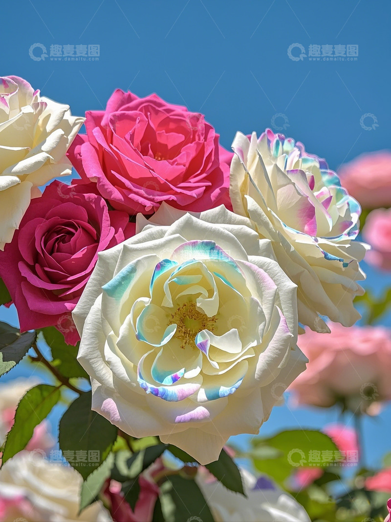 高清大图下载【趣麦麦图】春天粉白玫瑰花 