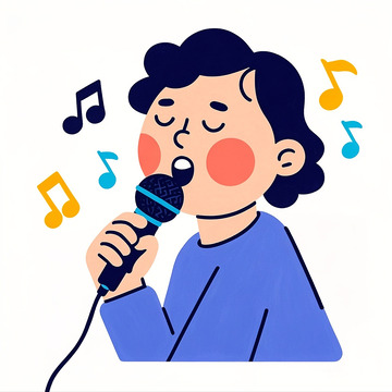 拿话筒唱歌扁平风格人物素材