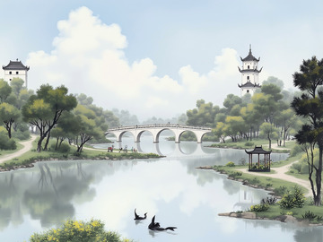 中国风扬州瘦西湖