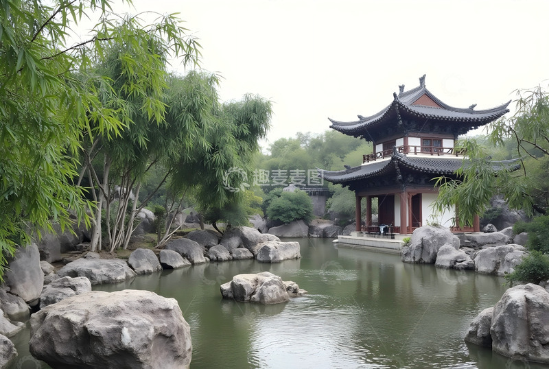 高清大图下载【趣麦麦图】扬州个园 清漪亭