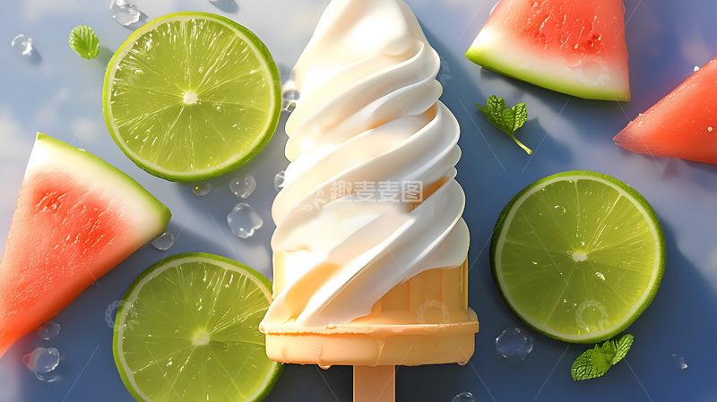 高清大图下载【趣麦麦图】夏日雪糕柠檬西瓜