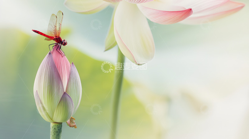 高清大图下载【趣麦麦图】荷花上的小蜻蜓2