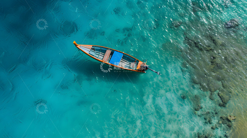 高清大图下载【趣麦麦图】海上的小木船