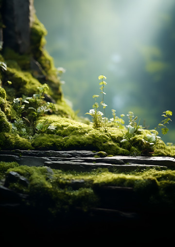 阳光下的森林小草