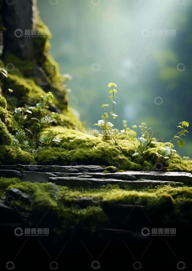 高清大图下载【趣麦麦图】阳光下的森林小草