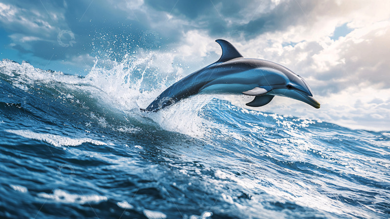 高清大图下载【趣麦麦图】海豚跃出海面