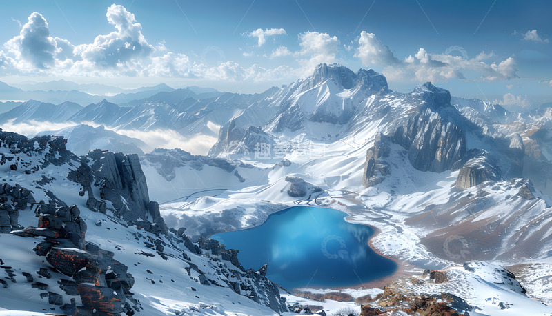 高清大图下载【趣麦麦图】雪山天池风光