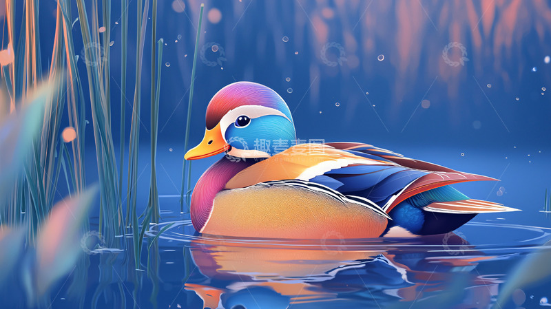 高清大图下载【趣麦麦图】彩色鸳鸯高清图片