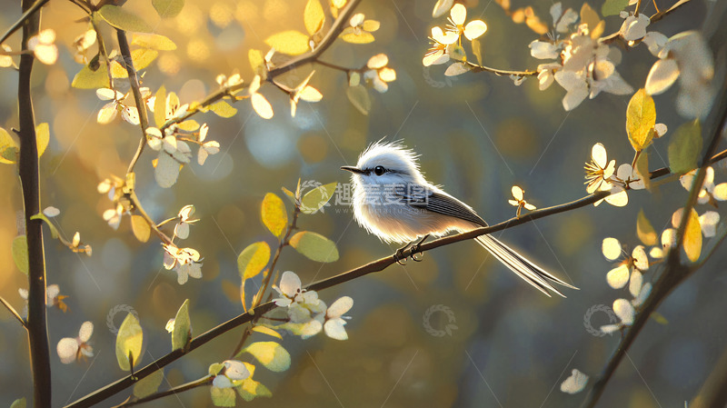 高清大图下载【趣麦麦图】阳光下的小鸟