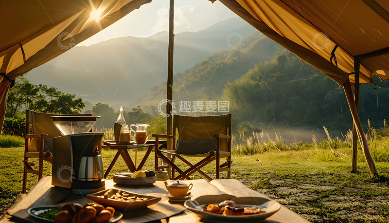 高清大图下载【趣麦麦图】草地上的露营2