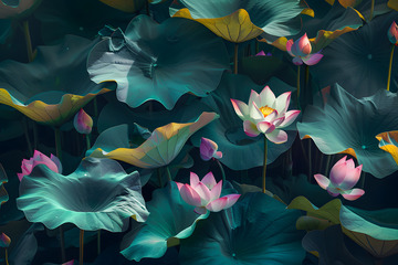 绿色荷叶与荷花1