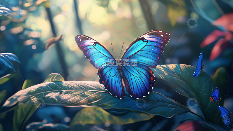 高清大图下载【趣麦麦图】蓝蝴蝶高清图片