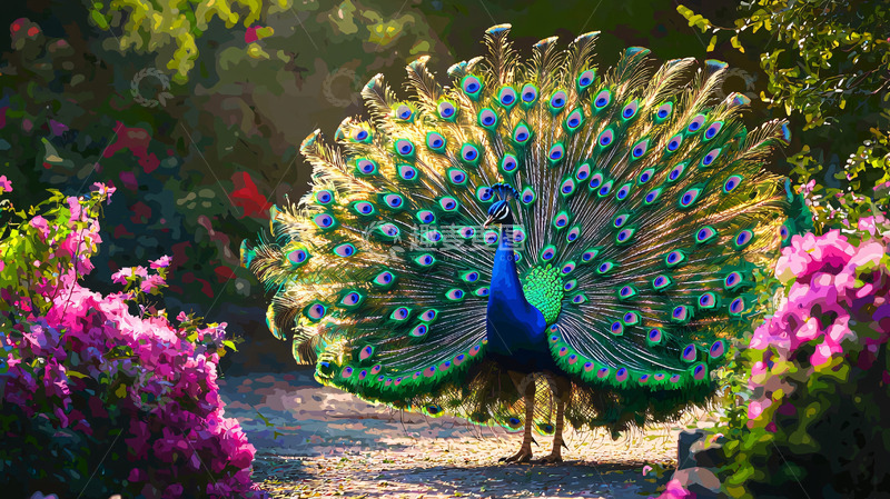 高清大图下载【趣麦麦图】孔雀开屏高清图片