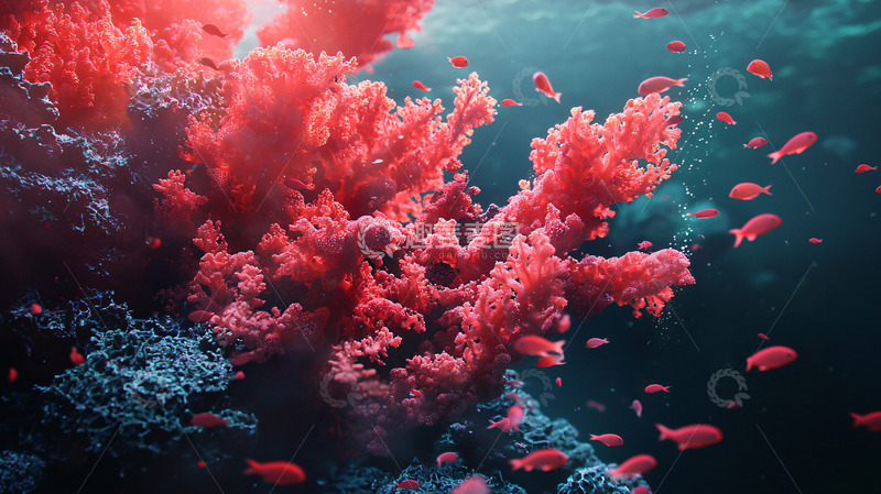 高清大图下载【趣麦麦图】红珊瑚礁海洋生态系统