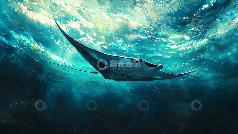 高清大图下载【趣麦麦图】深海巨型蝠鲼