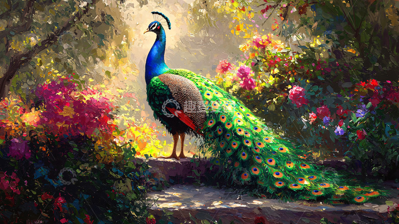 高清大图下载【趣麦麦图】孔雀在花园里