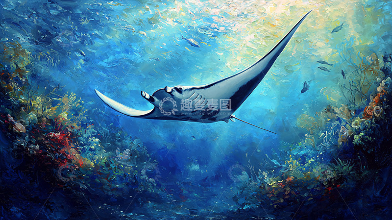 高清大图下载【趣麦麦图】珊瑚礁海洋魔鬼鱼
