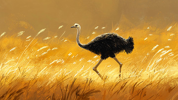 非洲草原鸵鸟剪影