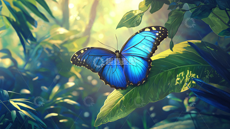高清大图下载【趣麦麦图】蓝蝴蝶雨林高清图片