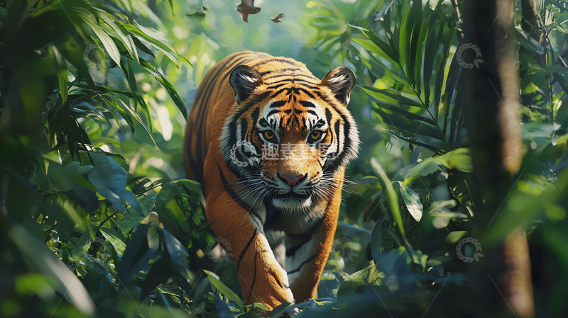 高清大图下载【趣麦麦图】孟加拉虎丛林漫步
