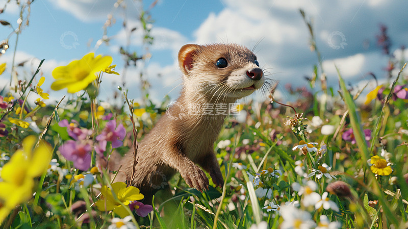 高清大图下载【趣麦麦图】草原上的小鼬鼠