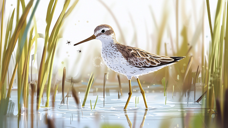 高清大图下载【趣麦麦图】滩涂上的小鸟