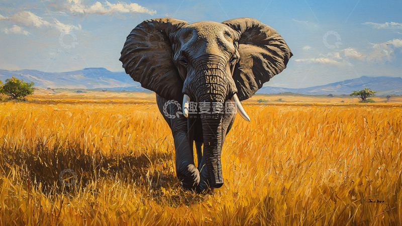 高清大图下载【趣麦麦图】非洲大草原上的大象
