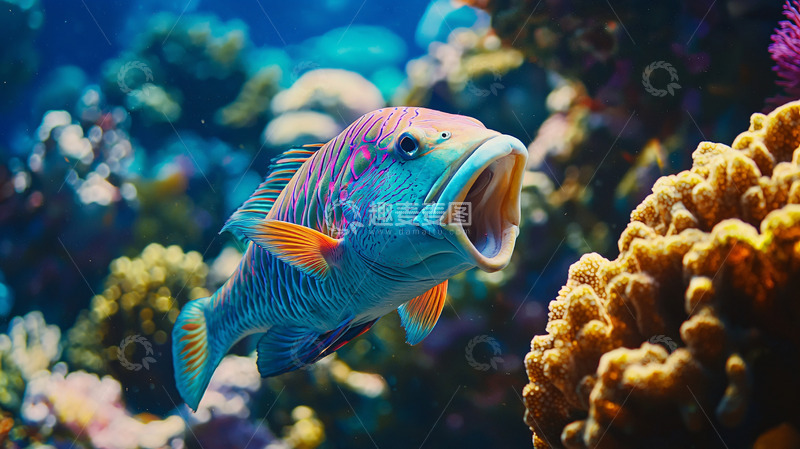 高清大图下载【趣麦麦图】色彩斑斓的珊瑚礁鱼