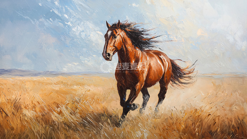 高清大图下载【趣麦麦图】奔腾的棕色骏马