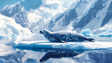 冰川上的豹纹海豹