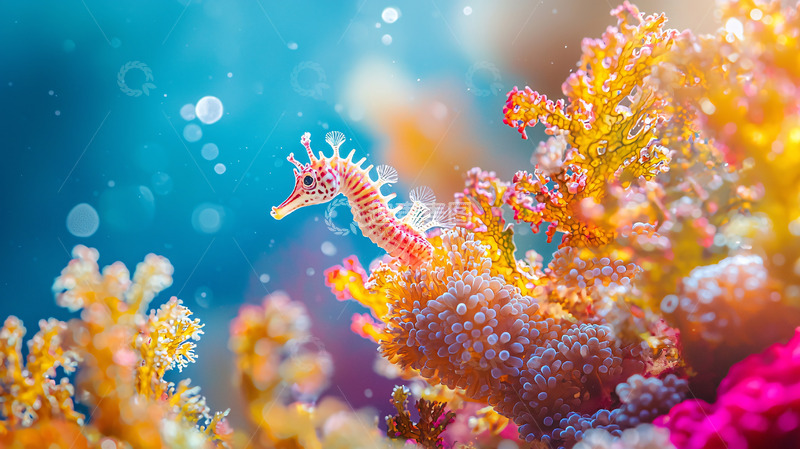 高清大图下载【趣麦麦图】珊瑚礁海马高清图片