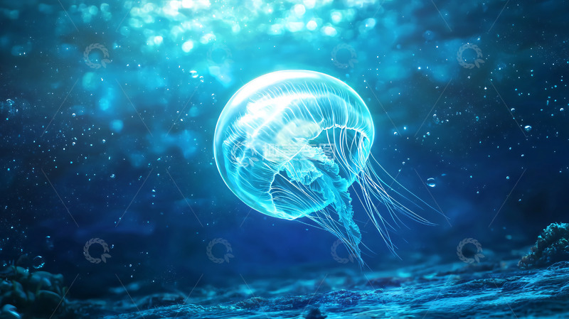 高清大图下载【趣麦麦图】深海发光水母
