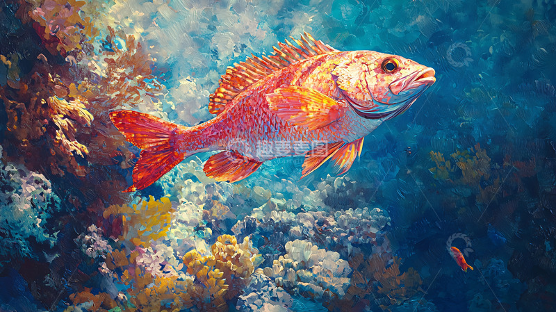 高清大图下载【趣麦麦图】珊瑚礁里的红色鱼