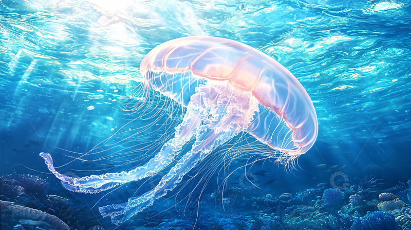 高清大图下载【趣麦麦图】阳光下透明水母