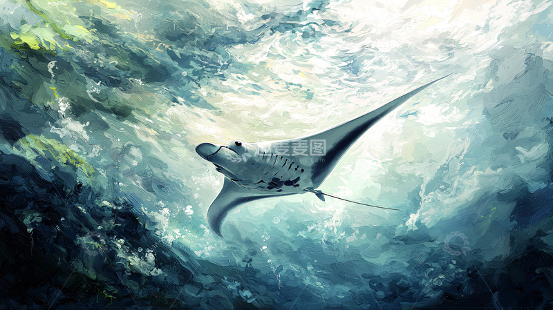 高清大图下载【趣麦麦图】深海巨型蝠鲼