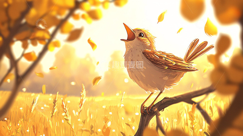 高清大图下载【趣麦麦图】小鸟在秋天唱歌