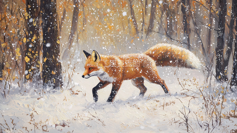 高清大图下载【趣麦麦图】雪中狐狸高清图片