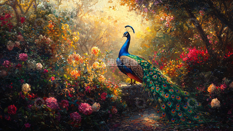 高清大图下载【趣麦麦图】孔雀在花园里