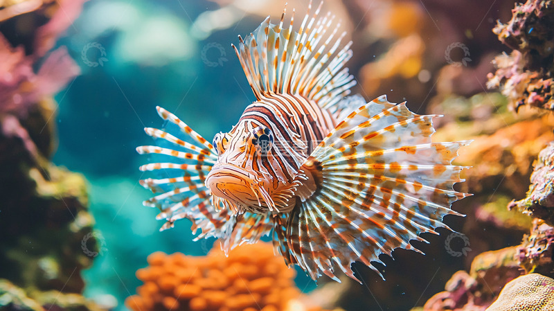 高清大图下载【趣麦麦图】彩色狮子鱼珊瑚礁特写