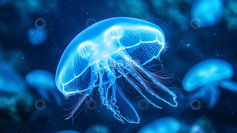 高清大图下载【趣麦麦图】蓝色发光水母