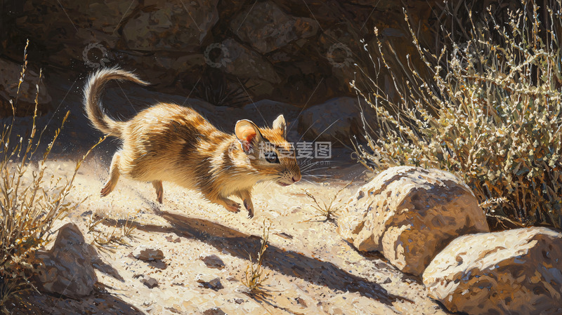 高清大图下载【趣麦麦图】沙漠中奔跑的小动物