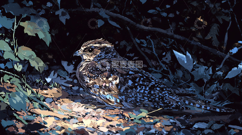 高清大图下载【趣麦麦图】夜间栖息的夜鹰