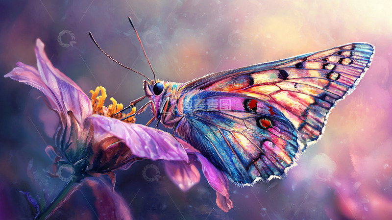 高清大图下载【趣麦麦图】彩色蝴蝶花朵