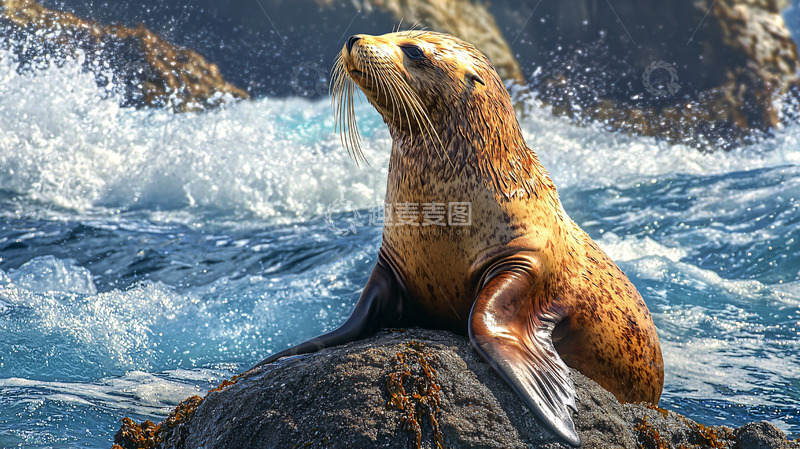 高清大图下载【趣麦麦图】海豹在岩石上休息