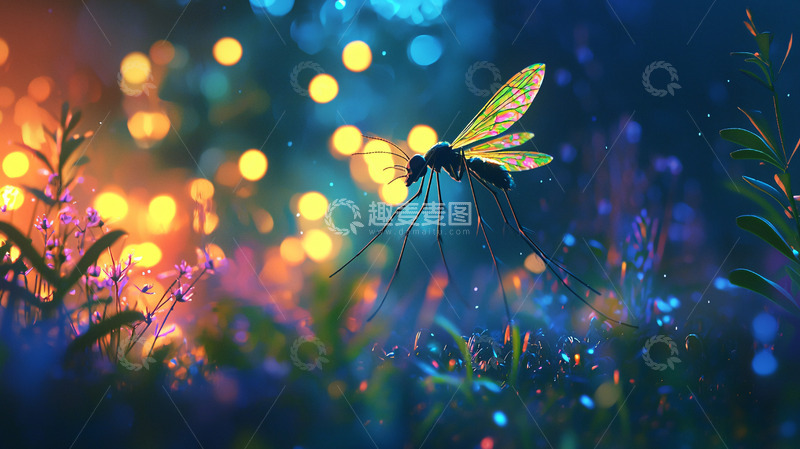 高清大图下载【趣麦麦图】梦幻萤火虫夜景